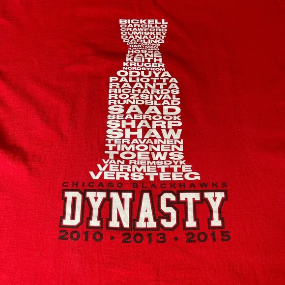 Chicago Blackhawks SS Red T-Shirt 2015 Stanley Cup Champs, Size 2XL - Picture 6 of 8